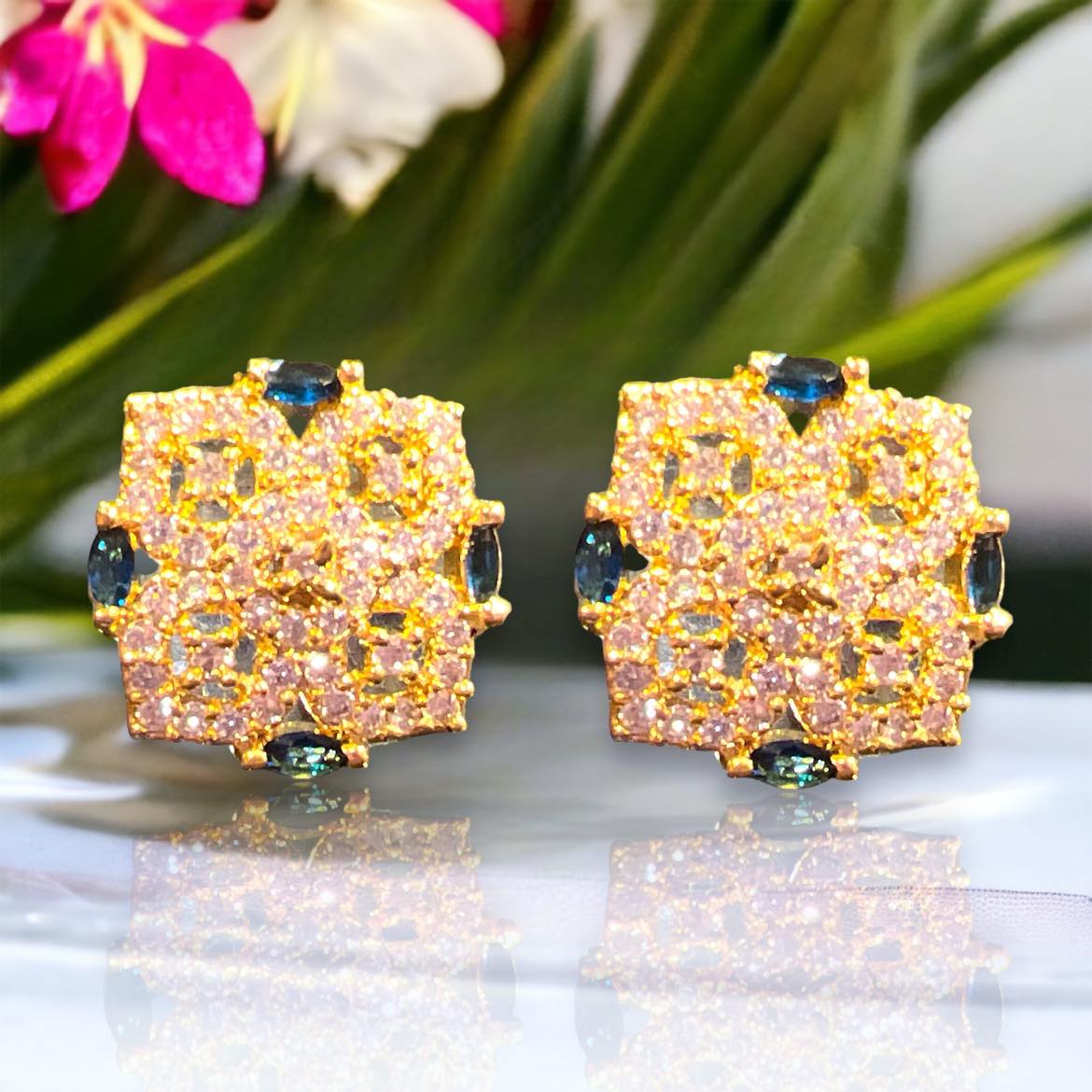 Papaya Flower Stud Earrings